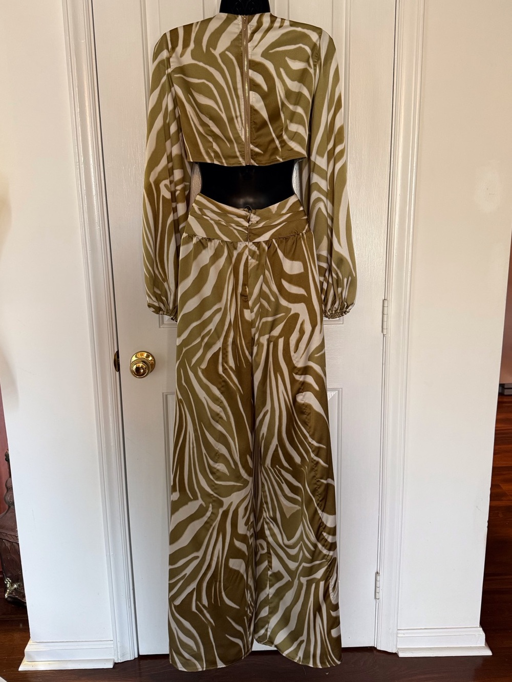 “FASHION NOVA” Lillie Satin Zebra Print Cutout Jumpsuit - Picture 10 of 14